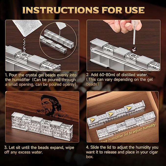 Cigar Humidifier, 2-Piece Slide Controlled Humidity Release Crystal Gel Cigar - Image 5