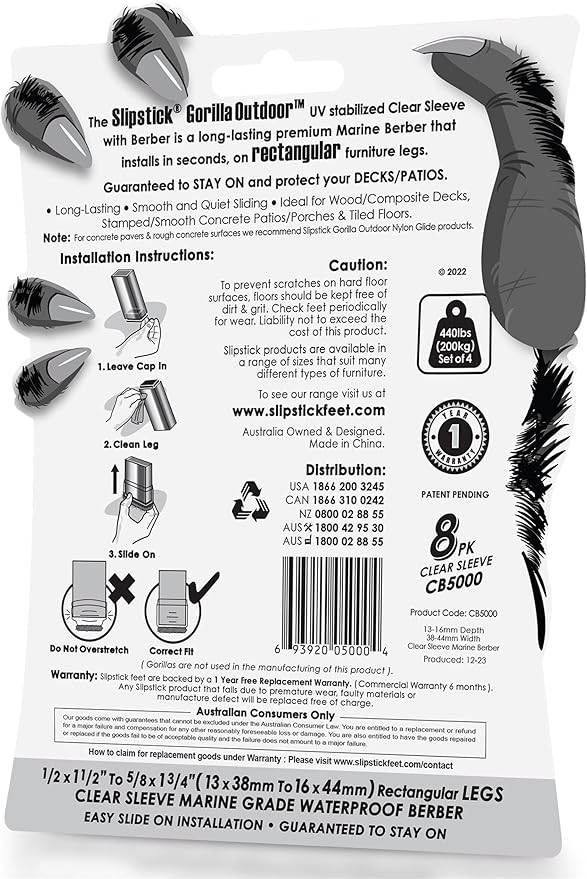 Slipstick GorillaOutdoor Berber Furniture Feet Pads - Image 6