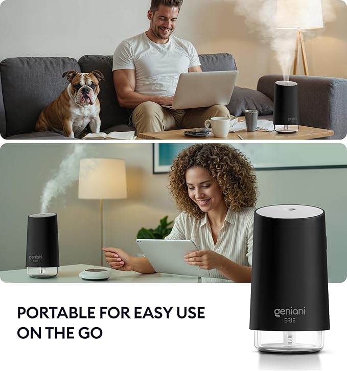 GENIANI Portable Small Cool Mist Humidifier – USB Powered, Compact Desktop - Image 2