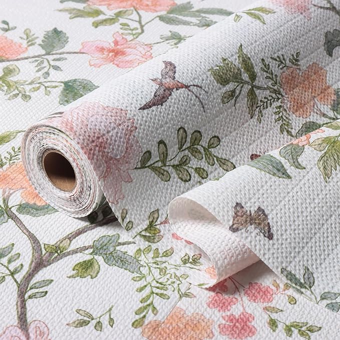 Bird Floral Shelf Liners Non Adhesive and Strong Non-Slip 12IN x 20FT Shelf and by Amiitay