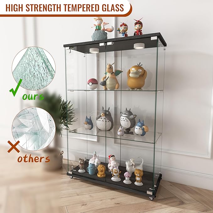 Yoluckea 3-Tier Glass Display Cabinet - Image 6