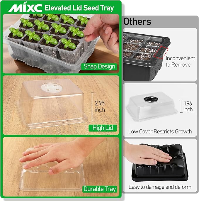 MIXC Seed Starter Tray with Elevated Lid, 120 Cells Seed Starter Kit with - Image 4