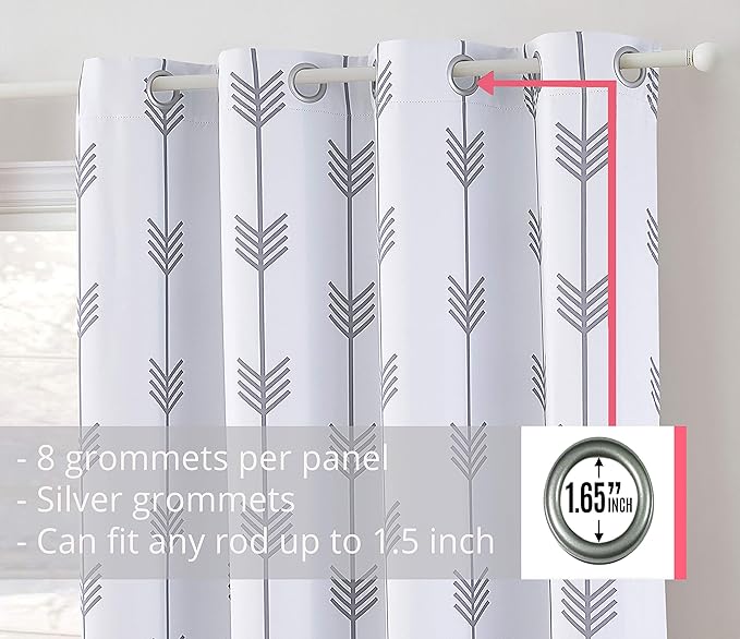 HLC.ME Arrow Printed Blackout Room Darkening Thermal Grommet Window Curtain - Image 2