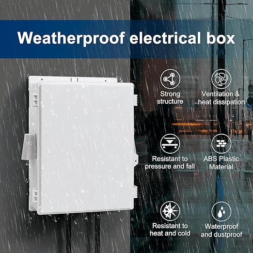 Outdoor Electrical Box with Thermostat and Fan, ABS Water Resistant Enclosure - Image 4
