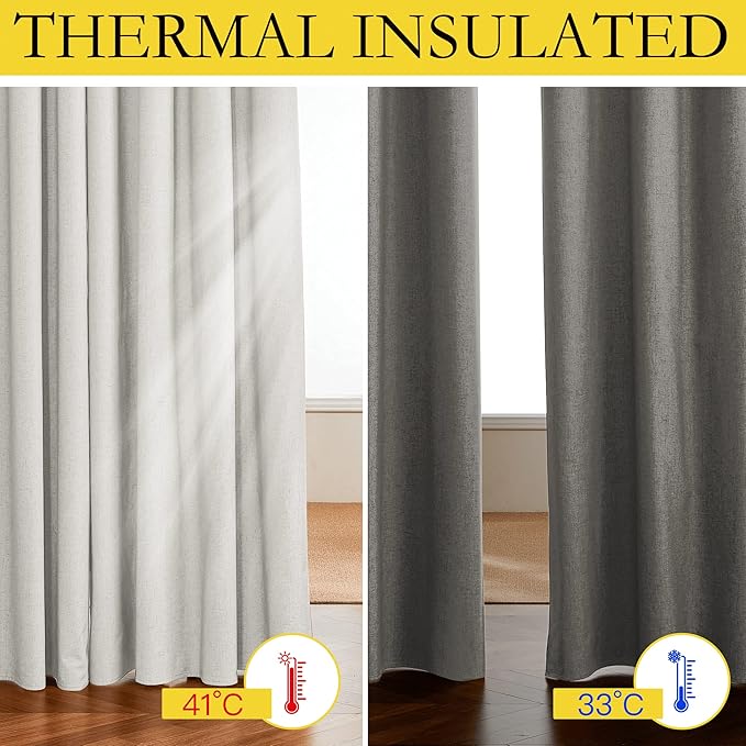 NICETOWN 100% Absolutely Blackout Linen Curtains - Image 3