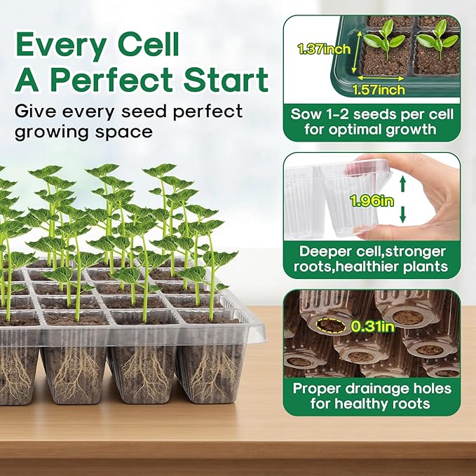 BlumWay Seed Starter Tray with Grow Light, 3 Pack 120 Cells Seedling Tray with - Image 4