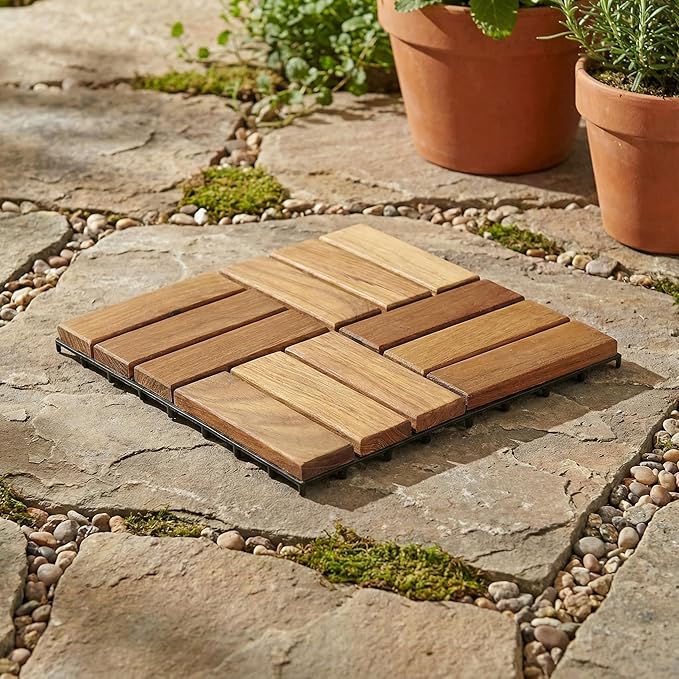 Bare Decor EZ Teak Flooring 12 Slat, 1 Sample Tile - Image 2