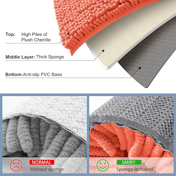 Smiry Luxury Chenille Bathroom Rugs 36x24, Extra Soft and Absorbent Shaggy Bath - Image 5
