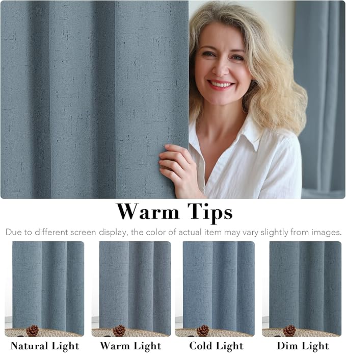 H.VERSAILTEX Linen Blackout Curtains 84 Inches Long 100% Blackout Thermal - Image 5