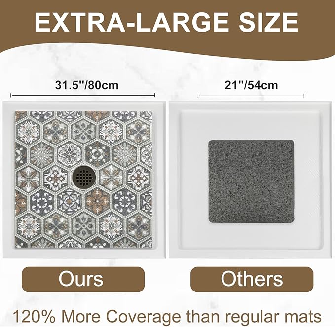Square Shower Mat Non Slip: 32x32 Inch Extra Large Shower Mats - Image 2