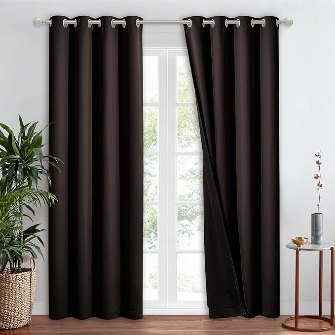 NICETOWN Heat Blocking 100% Blackout Curtains, Durable Black Lined Blackout by NICETOWN