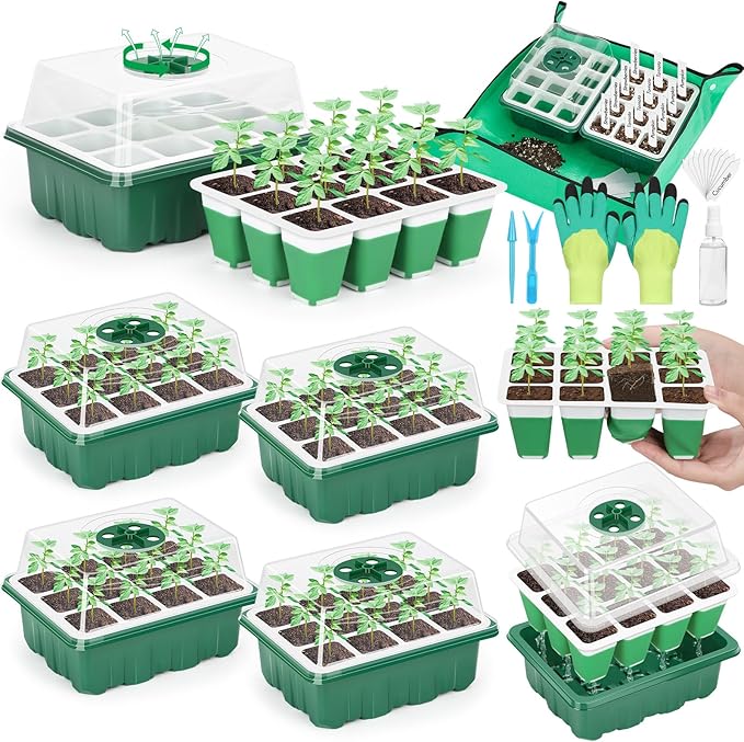 Reusable Silicone Seed Starter Tray, 60 Cells Seed Starter Kit by Qinzave