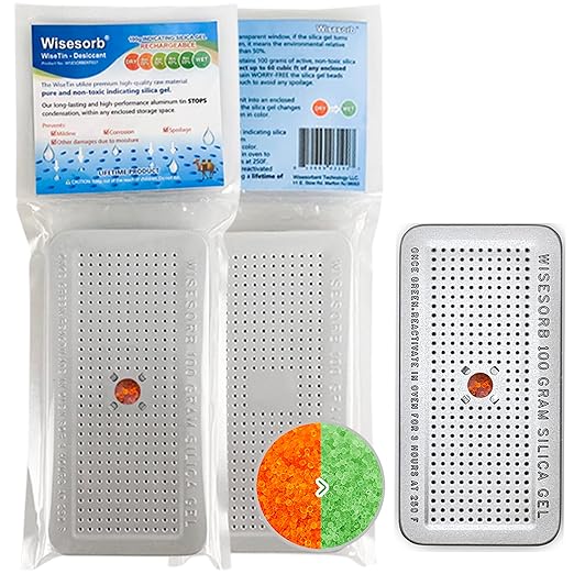 100 Gram 20 Pack Indicating Silica Gel Canister, Gun Safe Dehumidifier by Wisesorb