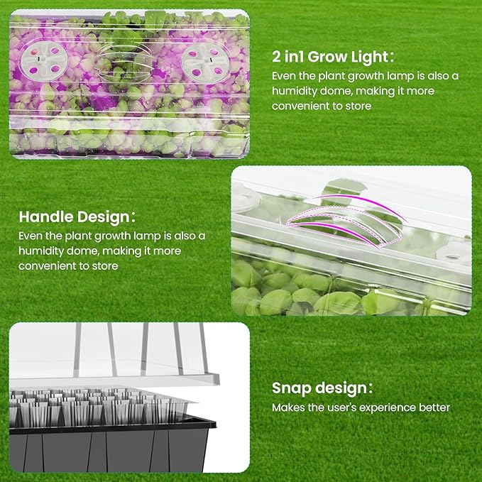 MIXC Seed Starter Tray with Lights, 2 Packs Mini Propagator Plant Grow Kit - Image 2