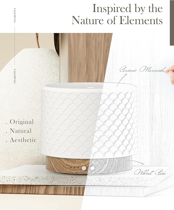 Essential Oil Diffuser, 280ml Ceramic Diffusers - Image 2