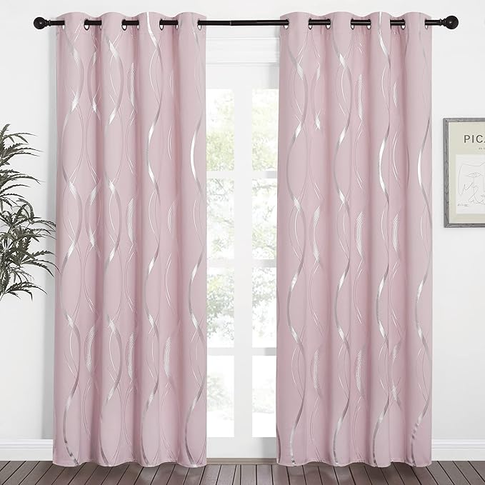 NICETOWN Pink Blackout Curtains Panels - Image 2