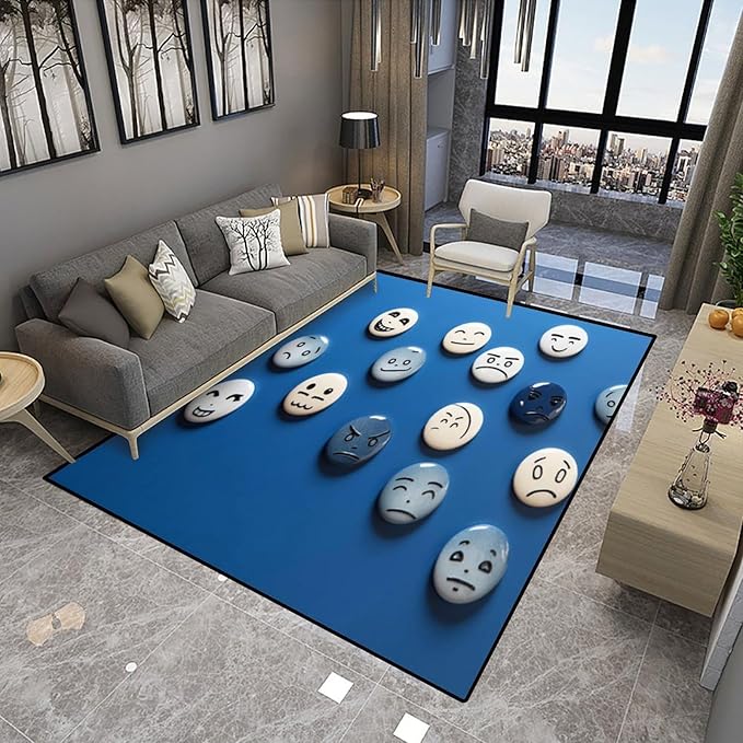 Broadloom, Strange Expression Pattern Printing Non-Slip Area Rugs Fade Resistant - Image 4