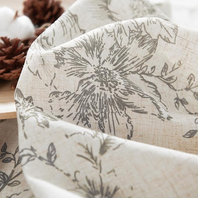 jinchan Linen Blend Curtain Floral Curtains - Image 7