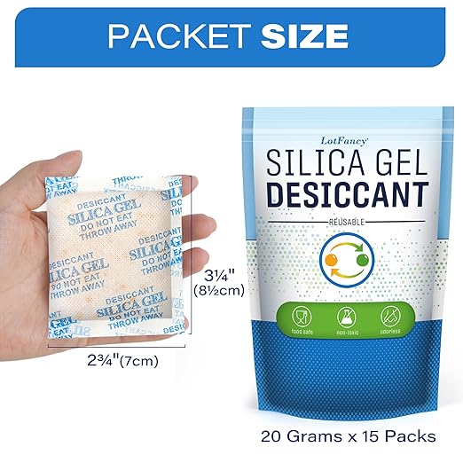 LotFancy 15 Packs 20Gram Silica Gel Desiccant Packets, Non-Toxic Food Safe - Image 7