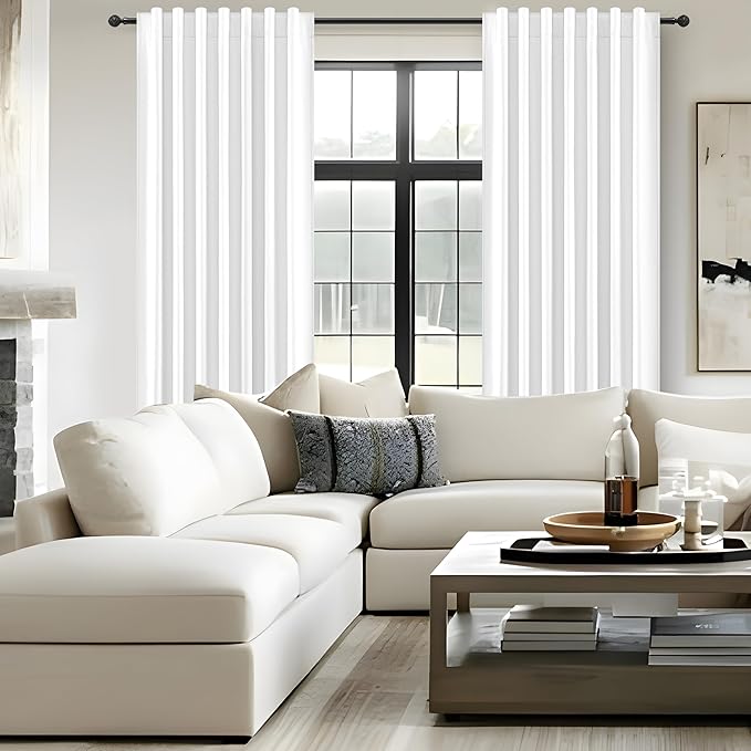 Pure White Blackout 102 Inch Long Curtains - Image 7