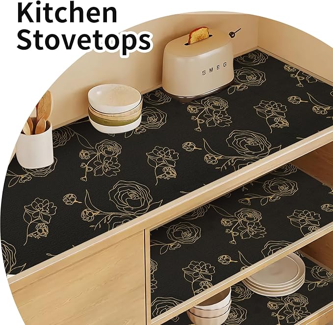Shelf Liners for Kitchen Cabinets 23.6in x 20FT Non Adhesive Drawer Liner Black - Image 8