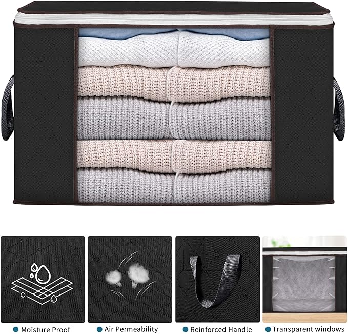 Large Storage Bags, 8 Pack Clothes Storage Bins Foldable Closet Organizers - Image 4