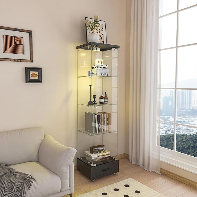 Yoluckea 4-Tier Glass Display Cabinet - Image 7