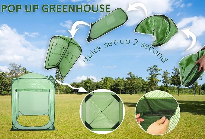 Porayhut Pop Up Greenhouse Tent, Portable X-Large Walk-in Flower House - Image 7