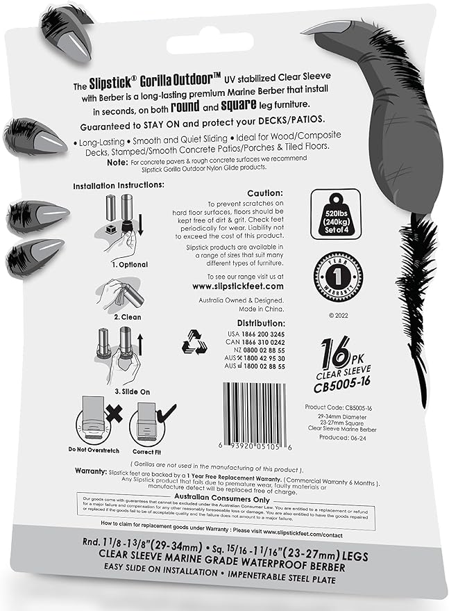 Slipstick GorillaOutdoor Berber Furniture Feet Pads - Image 5
