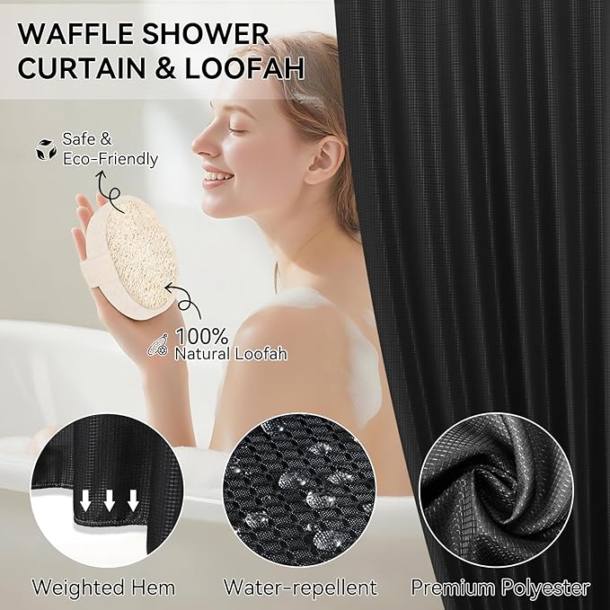 Black Bathroom Sets, Natural Loofah Sponge, Soap Dispenser, Toothbrush Holder - Image 4