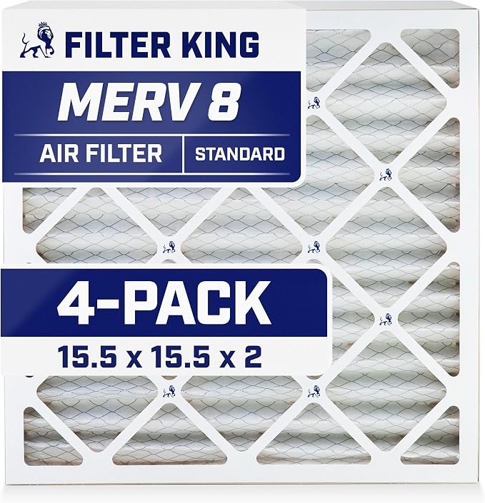 Filter King 15.5x15.5x2 Air Filter | 4-PACK | MERV 8 HVAC Pleated A/C Furnace by FilterKing