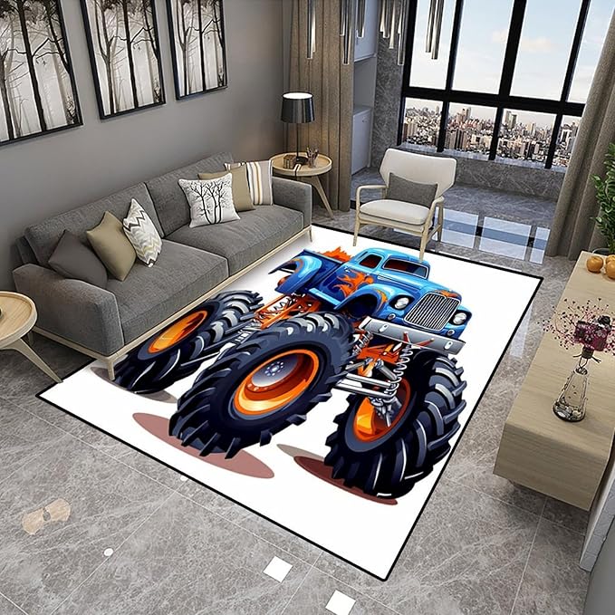 Area Rug - Cartoon Monster Truck Printing Patterns Reversible Area Rugs Fade - Image 4