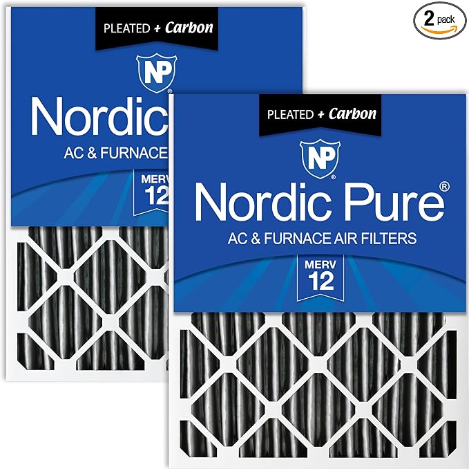 Nordic Pure 20x24x4 Pleated Air Filter MERV 12 Plus Carbon 2 Pack by NordicPure