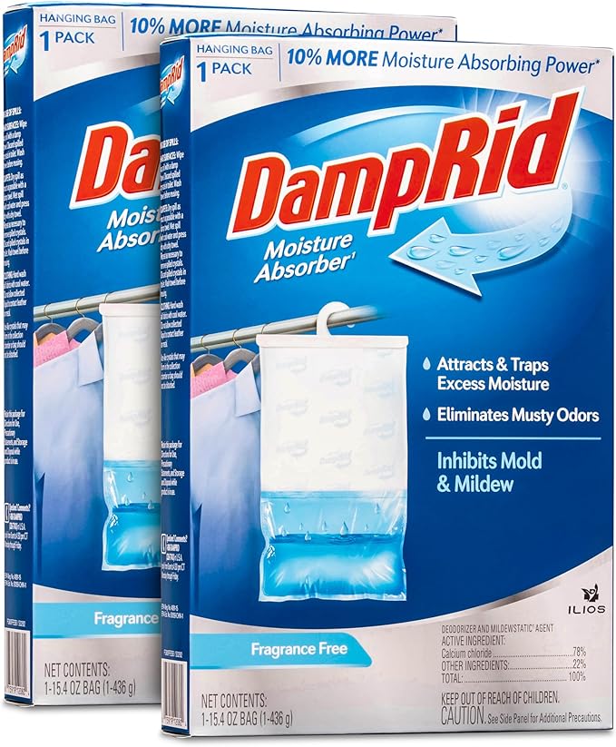 Damp Rid Hanging Bag Moisture Absorber – Fragrance Free Humidity Absorber by Ilios
