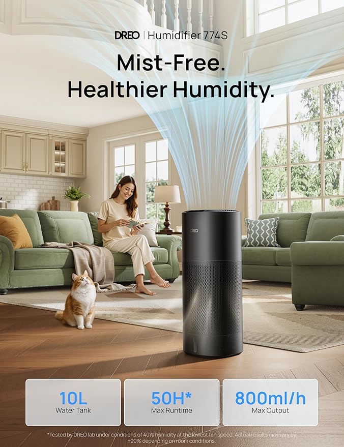 DREO Smart Evaporative Humidifier Large Room up to 1000ft², 800ml/h High Output - Image 2