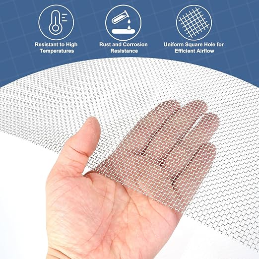 uxcell 14 Mesh 79" x 10" Woven Wire Mesh, 316 Stainless Steel Air Vent Filter - Image 5