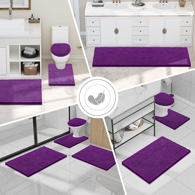 Smiry Luxury Chenille Bathroom Rugs 24x16, Extra Soft and Absorbent Shaggy Bath - Image 7
