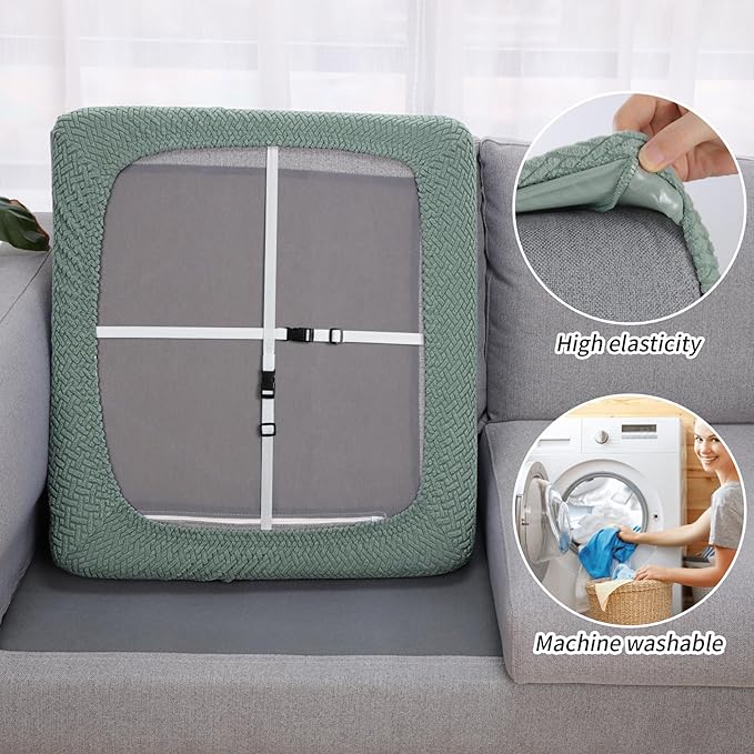 Fuloon Waterproof Couch Cushion Covers, Stretch Sofa Seat Cushion Slipcovers - Image 5