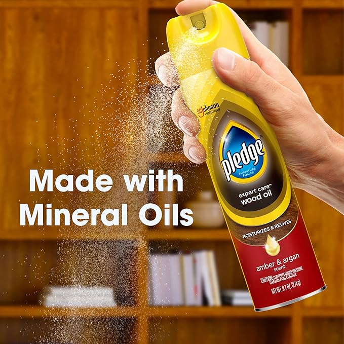 Pledge Moisturizing Wood Oil, Furniture Reviving Spray, Amber & Argan Scent - Image 4