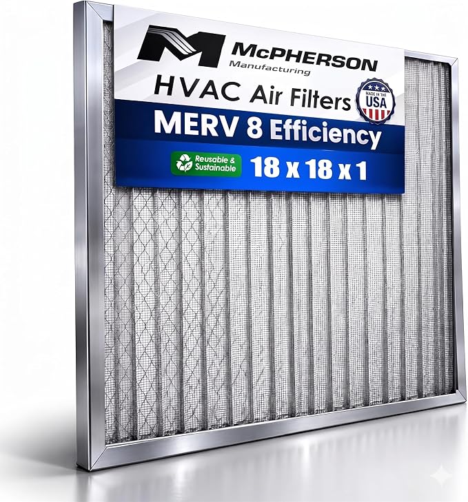 McPherson Reusable Air Filter 18x18x1 | Washable MERV 8 | Made in USA Metal by McPhersonManufacturing