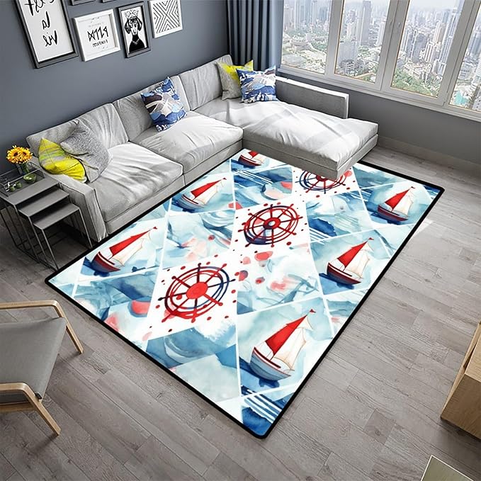 Watercolor Adventure Marine Pattern Drawing Rug - Image 2