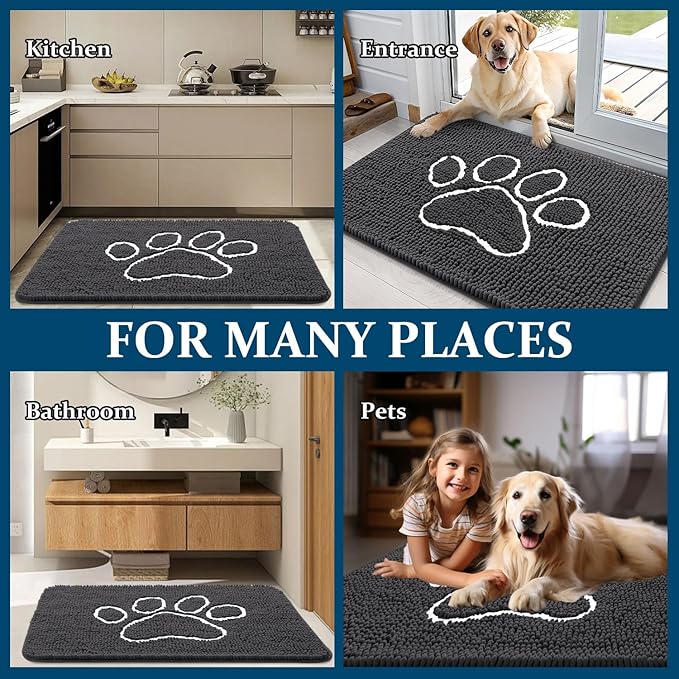 OLANLY Dog Door Mat for Muddy Paws 40x24, Paw Print Design, Absorbs Moisture - Image 8