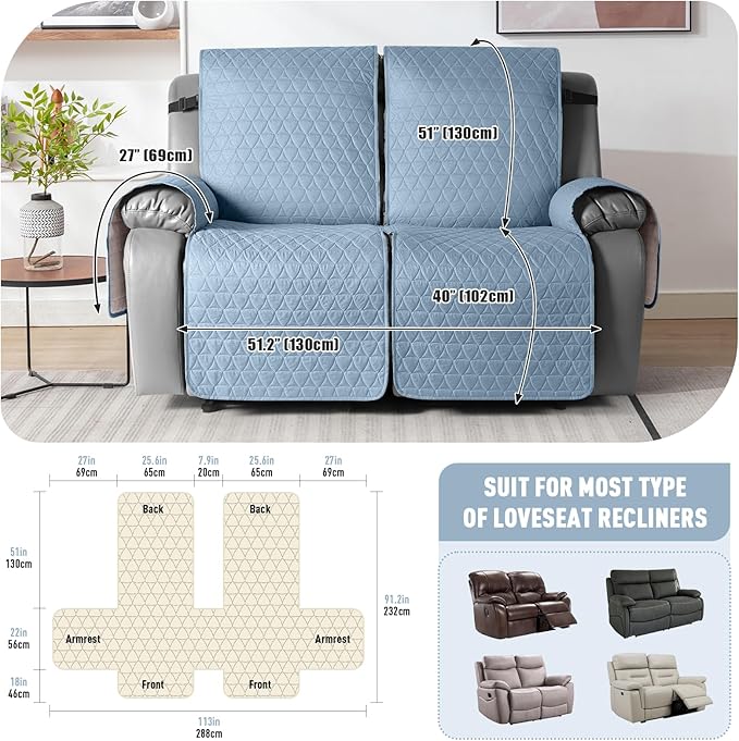 TAOCOCO 100% Waterproof Recliner Cover, Non-Slip Washable Reclining Couch Cover - Image 3