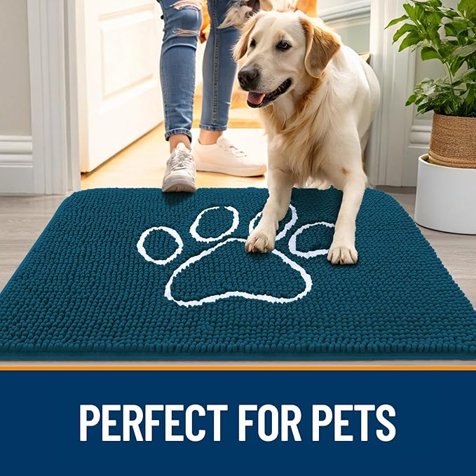 OLANLY Dog Door Mat for Muddy Paws 36x24, Paw Print Design, Absorbs Moisture - Image 6