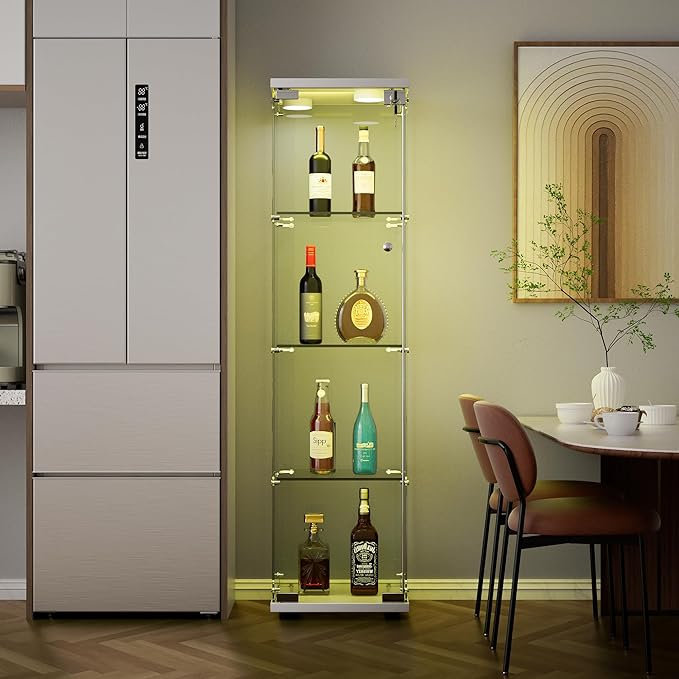 Yoluckea 4 Shelves Glass Display Cabinet - Image 3