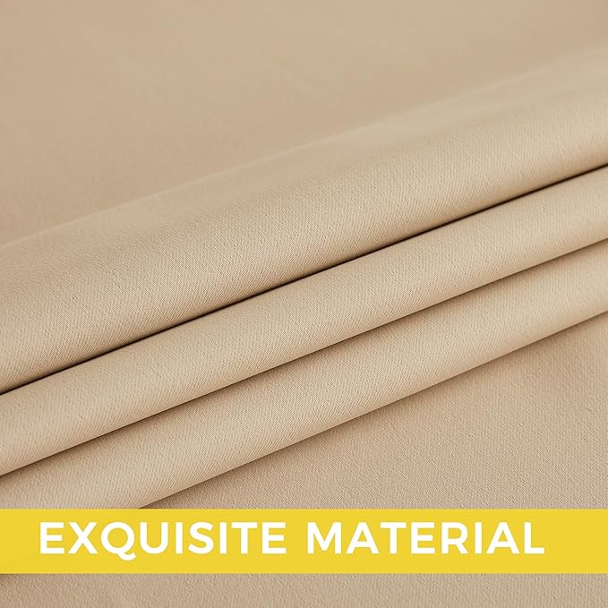 NICETOWN Room Darkening Draperies Curtains Panels, 2 Panels Biscotti Beige W52 - Image 6
