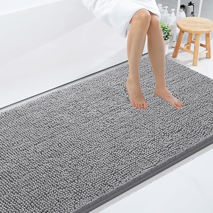 Smiry Luxury Chenille Bathroom Rugs 59x35, Extra Soft and Absorbent Shaggy Bath by Smiry