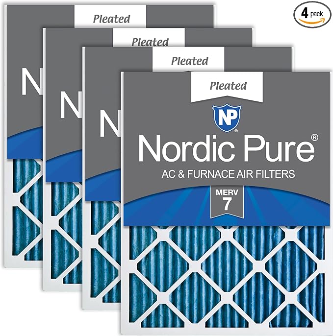 Nordic Pure 12x12x1 Pleated MERV 7 Air Filters 4 Pack by NordicPure