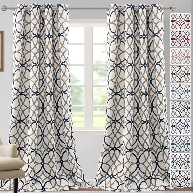 H.VERSAILTEX Blackout Curtains Printed Design 96 Inch Length 2 Panels Set by HVERSAILTEX