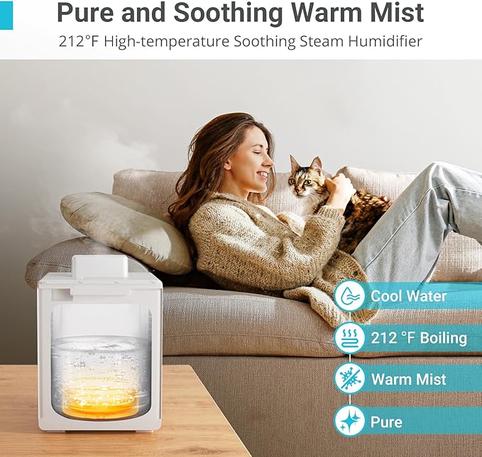 Stainless Steel Humidifier, 3L Warm Mist Humidifier, Easy Clean - Image 2